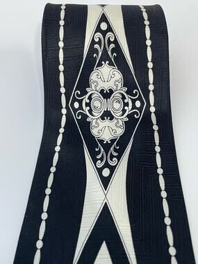 Vintage Laurant Benon Silk Necktie Black White Musician 80s Abstract Whimsygoth